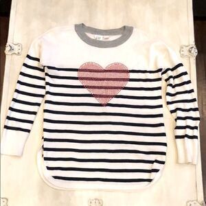 Gap kids red heart and navy and white stripe sweater size Small